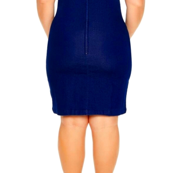 PLUS SIZE RHINESTONE DENIM DRESS - Picture 6 of 7